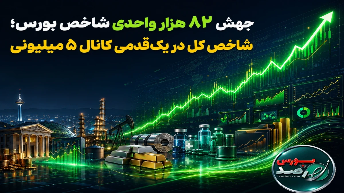 جهش ۸۲ هزار واحدی شاخص بورس؛ شاخص کل در یک‌قدمی کانال ۵ میلیونی