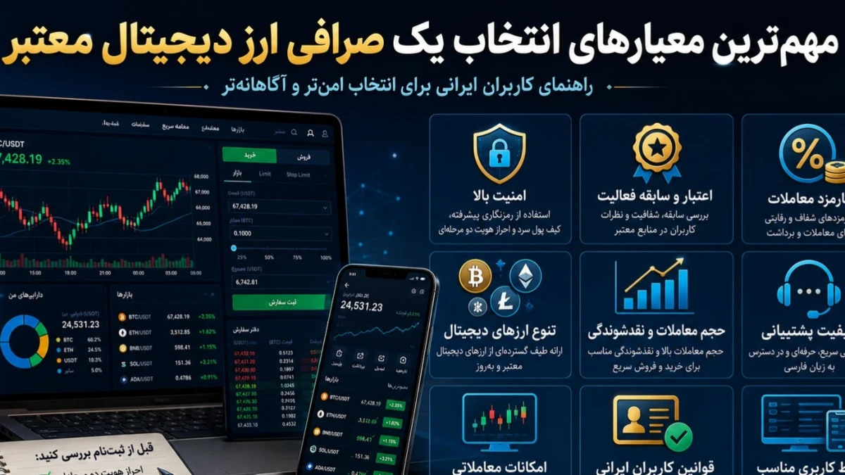 مهم‌ترین معیارهای انتخاب یک صرافی ارز دیجیتال معتبر برای کاربران ایرانی